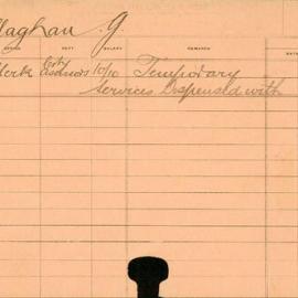 Staff Card - Callaghan, J - employed 1917