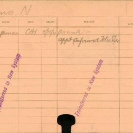 Staff Card - Cains, N - employed 1920