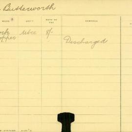 Staff Card - Butterworth, W - employed 1908