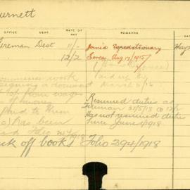 Staff Card - Burnett, H- employed 1914