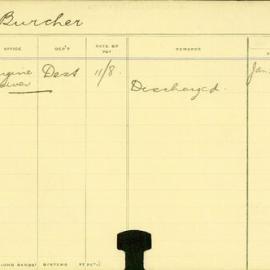 Staff Card - Burcher, G - employed 1911-1913