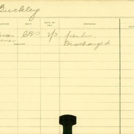 Staff Card - Buckley, J - employed 1913