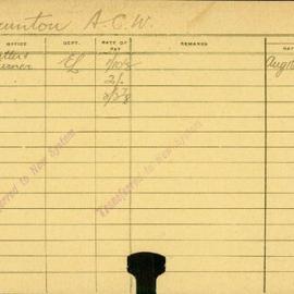 Staff Card - Brunton, ACW - employed 1919