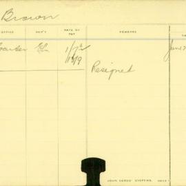 Staff Card - Brown, V - employed 1912-1913