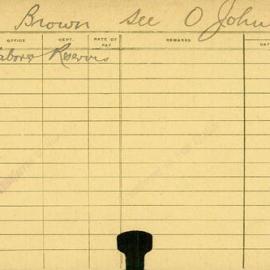 Staff Card - Brown, O - employed 1901-1922