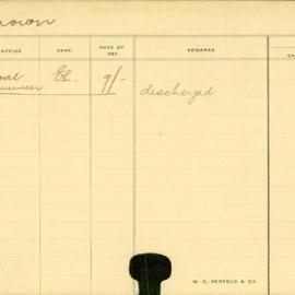 Staff Card - Brown, J - employed 1913