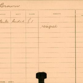 Staff Card - Brown, H - employed 1911