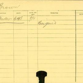 Staff Card - Brown, C - employed 1915