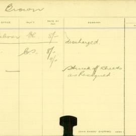 Staff Card - Brown, C - employed 1912-1913