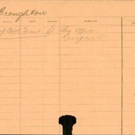 Staff Card - Broughton, G - employed 1915