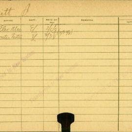 Staff Card - Britt, J - employed 1920