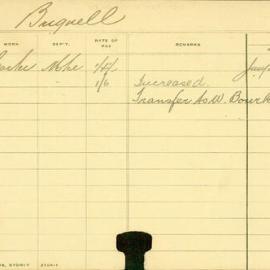 Staff Card - Brignell, J - employed 1906-1908