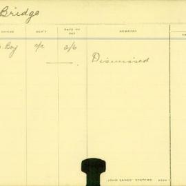 Staff Card - Bridge, C - employed 1912