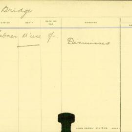 Staff Card - Bridge, A - employed 1912