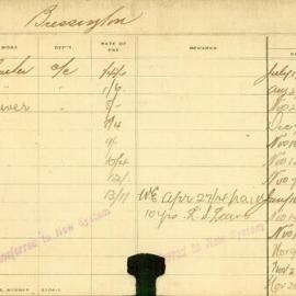 Staff Card - Bressington, P - employed 1904-1919