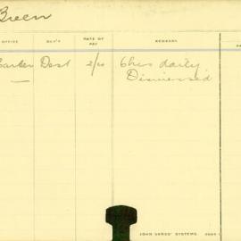 Staff Card - Breen, P - employed 1912