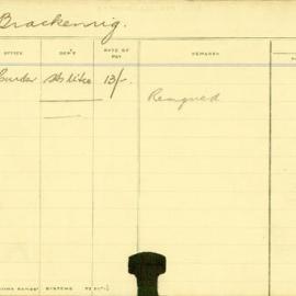 Staff Card - Brackening, L - employed 1912