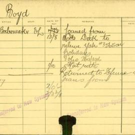 Staff Card - Boyd , C - employed 1916-1919