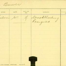 Staff Card - Bower, W - employed 1911