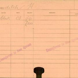 Staff Card - Bowditch, H - employed 1920