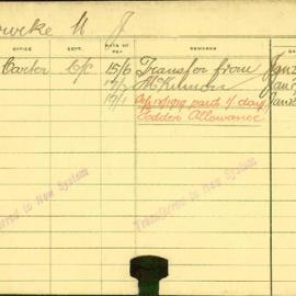 Staff Card - Bourke, NJ - employed 1917-1919