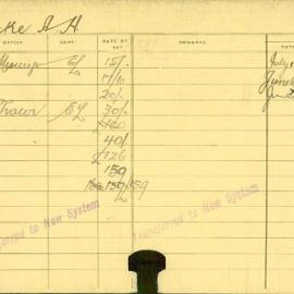 Staff Card - Bourke, AH - employed 1916-1920