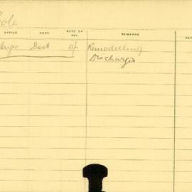 Staff card - Cole, G - employed 1914