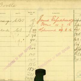 Staff Card - Bootle, G - employed 1911-1920