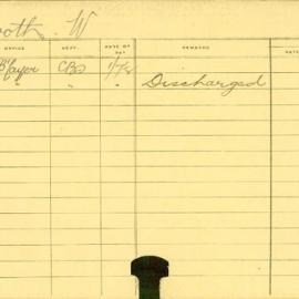 Staff Card - Booth, W - employed 1916