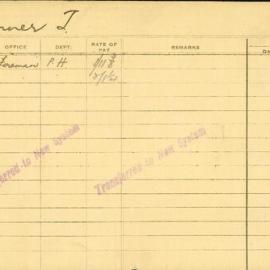 Staff Card - Bonner, T - employed 1920