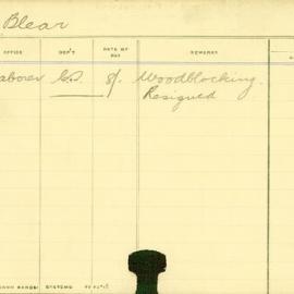 Staff Card - Blear, C - employed 1911