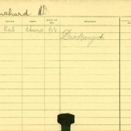 Staff Card - Blanchard, W - employed 1916-1917