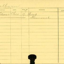 Staff card - Colburn, [first name unknown] - employed 1915