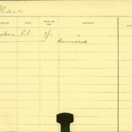 Staff Card - Blair, H - employed 1913