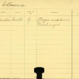 Staff card - Colbourne, PJ - employed 1909