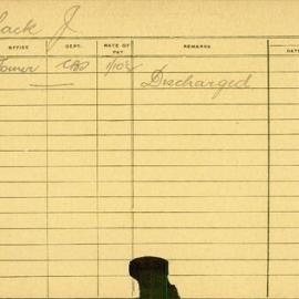 Staff Card - Black, J - employed 1919