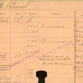 Staff Card - Bissett, H - employed 1907-1919