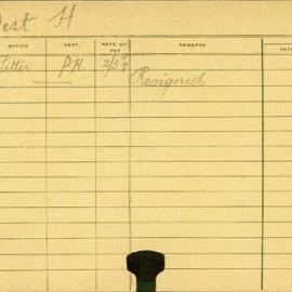 Staff Card - Best, H - employed 1920