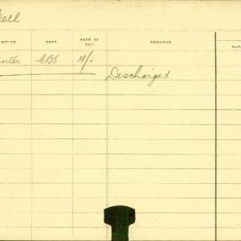 Staff Card - Bell, G - employed 1913-1914