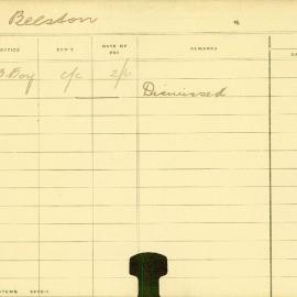 Staff Card - Beeston, A - employed 1911