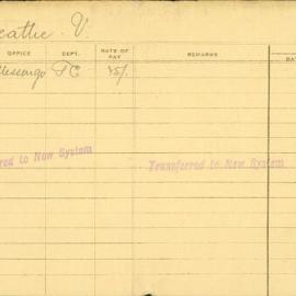 Staff Card - Beattie, V - employed 1920