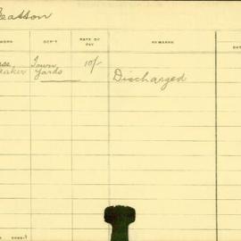 Staff Card - Beasson, W - employed 1909-1910