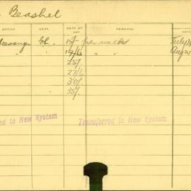 Staff Card - Beashel, R - employed 1918-1920