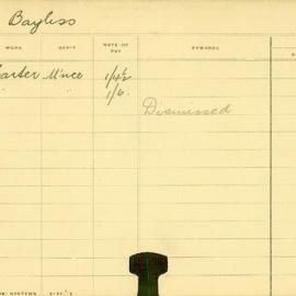 Staff Card - Bayliss, R - employed 1908