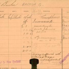 Staff Card - Barton, G - employed 1907-1914