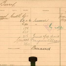 Staff Card - Barril, James - employed 1889-1919