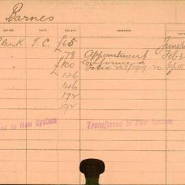 Staff Card - Barnes, G - employed 1916-1920