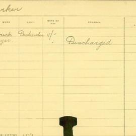 Staff Card - Barker, G - employed 1908