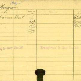 Staff Card - Bajo, T - employed 1915-1919