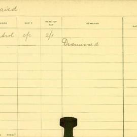 Staff Card - Baird, W - employed 1909